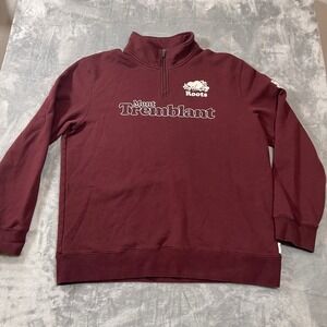 Roots Sweatshirt Mens Size XXL Mont Tremblant Quarter Zip Burgundy Fleece